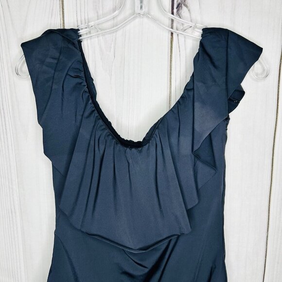 Trina Turk Swim Monaco Off The Shoulder One-Piece Swimsuit Black Women's Sz 12 - Picture 2 of 8